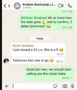 Client message screenshot from Victor showing results after coaching