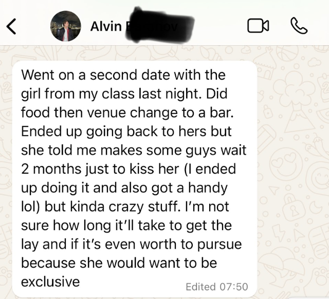 Client message screenshot from Alvin showing results after coaching